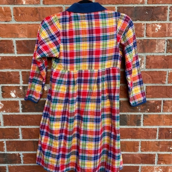 Hanna Andersson 130 Girls 7-10 Red Flannel Plaid Button Front Long Sleeve Dress - Picture 4 of 9